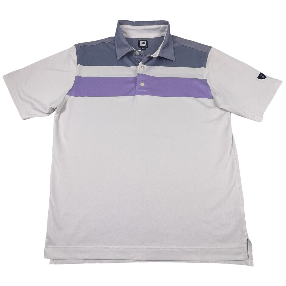 FootJoy Polo Mens‎ L White FootJoy ProDry Colorblock Golf Shirt Short Sleeve